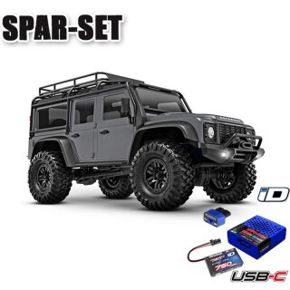 Traxxas 97054-1 TRX-4M Land Rover Defender 4x4 RTR 1:18 4WD - Starter-Set Silber