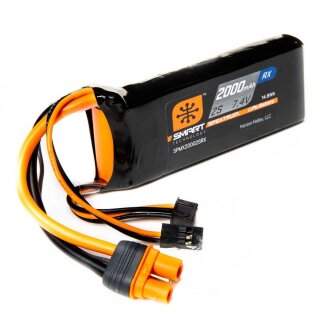 Spektrum SPMX20002SRX 7,4V 2000mAh 2S 15C Smart LiPo Receiver Battery: univ. IC3