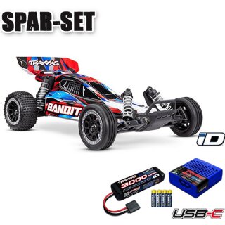 Traxxas 24254-8-GRN Bandit 1:10 2WD Buggy RTR - LiPo ID Starter Set rot