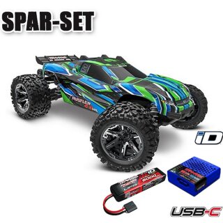 Traxxas 67376-4 Rustler 1:10 Truck RTR brushless - 3S LiPo-Akku Starter Set grün
