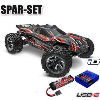 Traxxas 67376-4 Rustler 1:10 Truck RTR brushless - 3S LiPo-Akku Starter Set rot