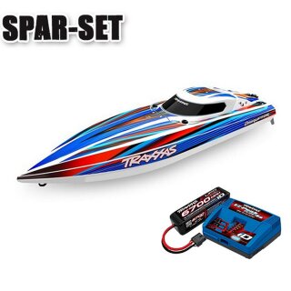 Traxxas 106064-4 Disruptor 26-Zoll V-Rumpf Rennboot - 4S LiPo Akku-Set - blau