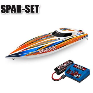 Traxxas 106064-4 Disruptor 26-Zoll V-Rumpf Rennboot - 4S LiPo Akku-Set - orange