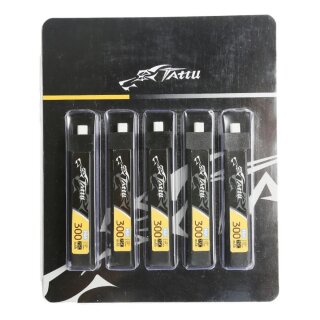 Tattu LiPo 1S 3,8V 300mAh 75C mit BT 2.0 Plug (5 Stück) für Beta Meteor65/75