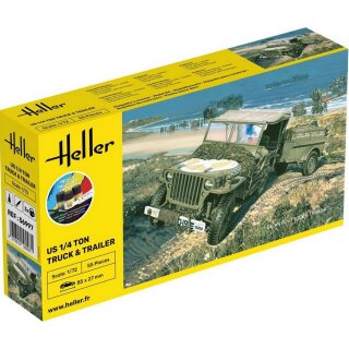 Heller 56997 STARTER KIT US 1/4 Ton Truck & Trailer 1:72