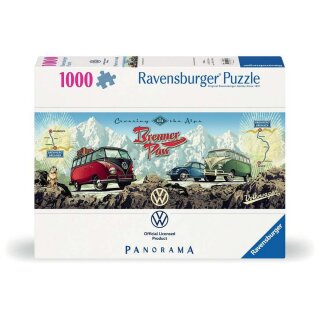 Ravensburger 00443 Puzzle Mit dem VW Bulli über den Brenner Teileanzahl: 1000