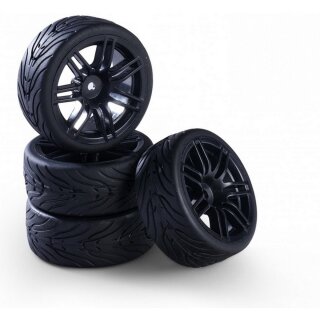 Carson 900174 1:10 Räderset 14 Sp.Design (4) schwarz 500900174