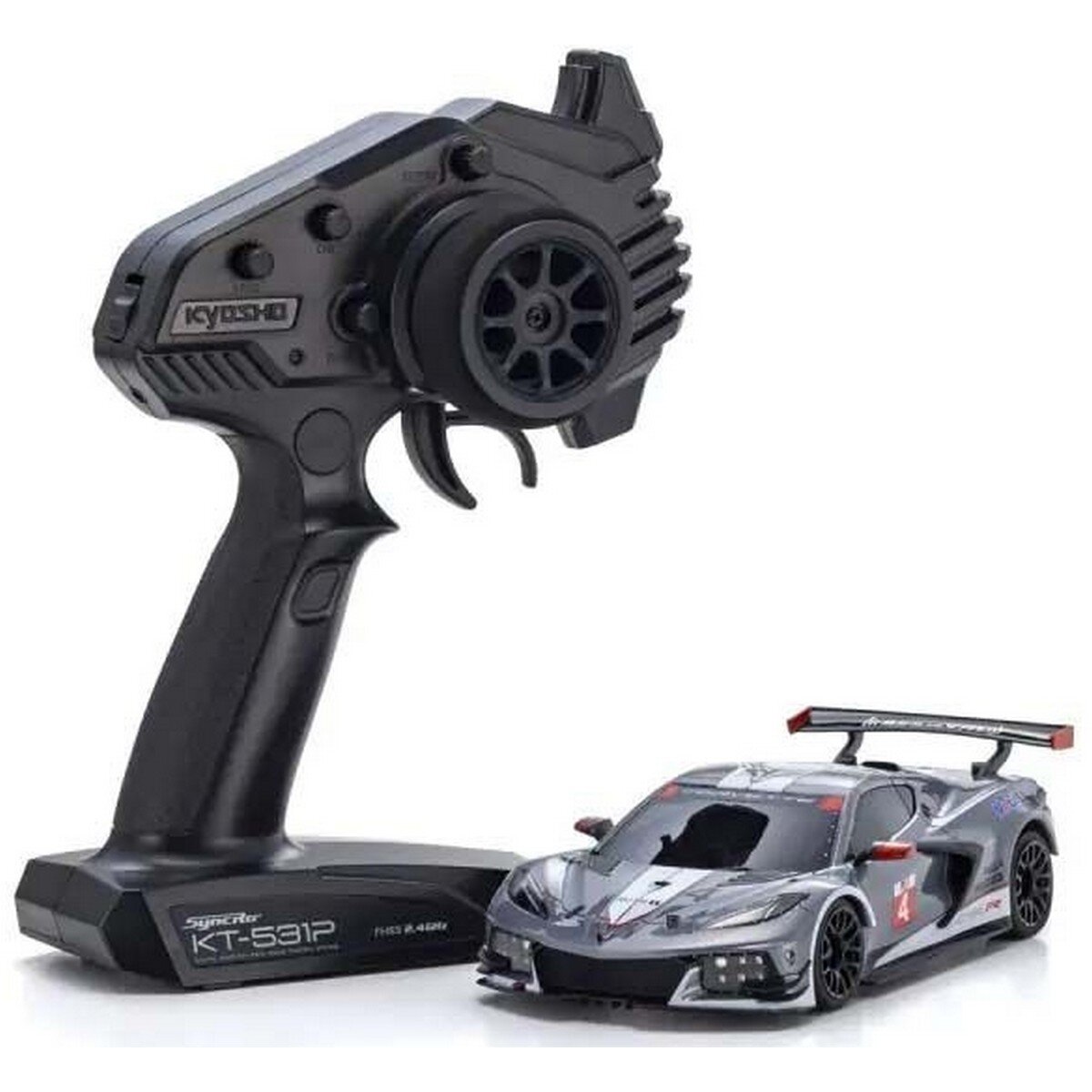 Kyosho K.32356GMW Mini-Z MR04 RWD Corvette C8-R Gun Metal/White (W