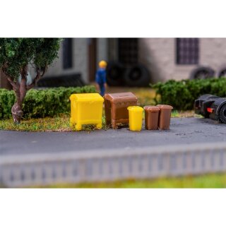 Faller 272926 Mülltonnen-Set, braun und gelb Spur N