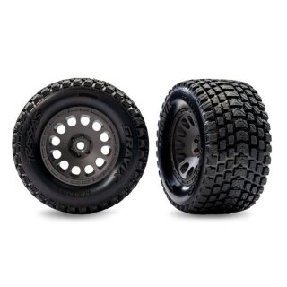 Traxxas 10772-GRAY Reifen Gravix vo auf Felge grau (2) für Mini XRT