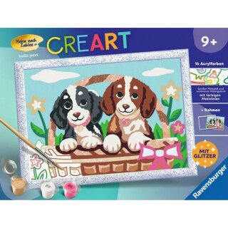 Ravensburger 25890 Malen nach Zahlen Junior: Hunde im Körbchen