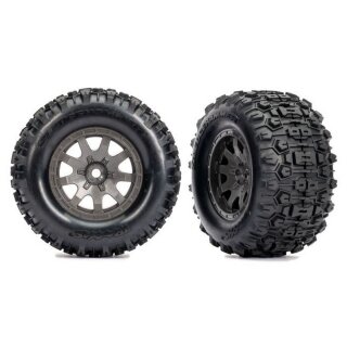 Traxxas 10770-GRAY Reifen auf Felgen grau Sledgehammer hinten (2) für Mini-Maxx