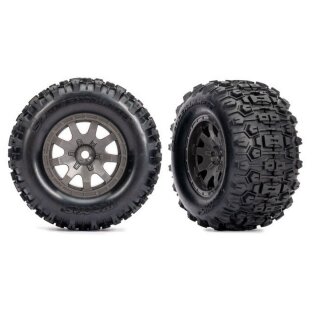 Traxxas 10771-GRAY Reifen auf Felgen grau Sledgehammer vorne (2) für Mini-Maxx