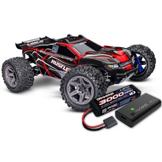 Traxxas 67164-4 Rustler 4x4 BL-2S Brushless 1:10 4WD Clipless inkl. Akku/Lader rot