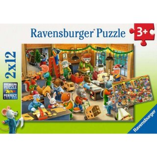 Ravensburger 04047 Puzzle: Weihnachtswerkstatt Teileanzahl: 2x12