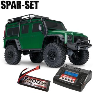 Traxxas 82256-4 1:10 TRX-4 LR Defender Crawler Grün - 2S LiPo Set