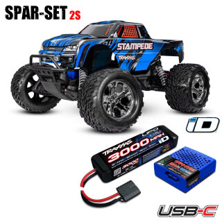 Traxxas 36254-8 Stampede 1:10 2WD Monster-Truck RTR Clipless 2S Spar-Set blau