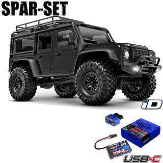 Traxxas 97054-1 TRX-4M Land Rover Defender 4x4 RTR 1:18 4WD - Starter-Set Schwarz