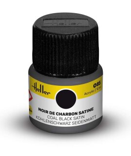 Heller 9085 Acrylic Colour 085 Coal Black Satin 12ml