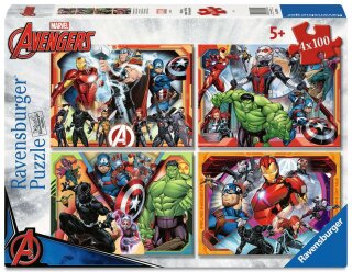 Ravensburger 07079 Die mächtigen Avengers Kinderpuzzle 4x100 Teile