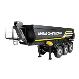 Amewi 22736 1:14 Dreiachs-Sattelauflieger mit Kippmulde aus Metall schwarz
