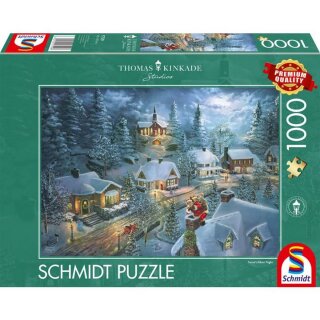 Schmidt Spiele 57529 Thomas Kinkade Studios Santa’s Silent Night 1000 Teile Puzzle