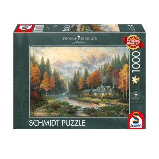 Schmidt Spiele 58784 Thomas Kinkade Studios Herbstabend am See 1000 Teile Puzzle