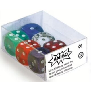 Amigo 00060 Spielezubehör 6x W6 Augenwürfel Transparent (farblich gemischt)