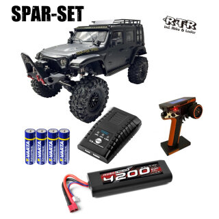 DF-Models 3226 1:10 DF-4S Pro brushless Scale Crawler 2-Gang RTR matt schwarz - 2S Spar-Set