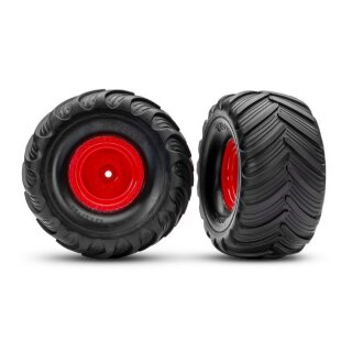Traxxas 3665-RED Terra Groove Reifen auf Felge vorne rot (2)