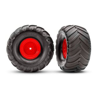 Traxxas 3663-RED Terra Groove Reifen auf Felge hinten rot (2)
