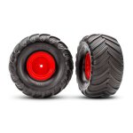 Traxxas 3663-RED Terra Groove Reifen auf Felge hinten rot...