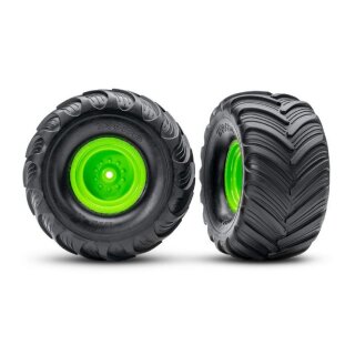 Traxxas 3663-GRN Terra Groove Reifen auf Felge hinten grün (2)