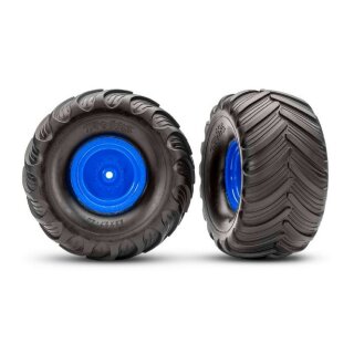 Traxxas 3663-BLUE Terra Groove Reifen auf Felge hinten blau (2)