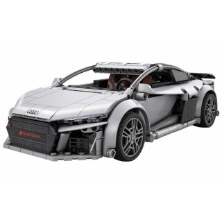 CaDA Audi R8 Coupé grau 1:14 RC-Blockmodell - 575 Bauteile 28×13,5×9 cm