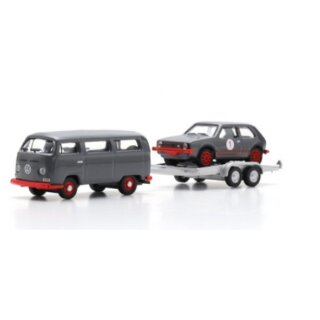 Schuco 451870028 1:87 VW T2 Bus m.Anh. VW Golf I GTI