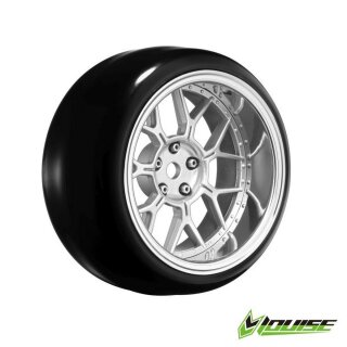 LOUISE LOULNHA561T Drift-Reifen auf Felge 14-Speichen matt-silber (4) 1:10 Drift