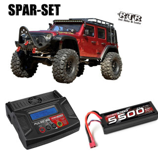 DF-Models 3227 1:10 DF-4S Pro brushless Scale Crawler 2-Gang RTR metallic rot - 2S Spar-Set
