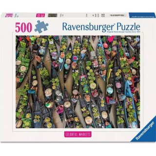 Ravensburger 01813 Schwimmender Markt, Indonesien Puzzle Teielanzahl 500