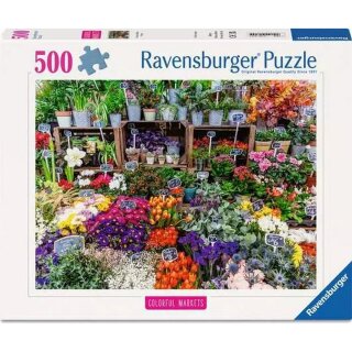 Ravensburger 01815 Blumenmarkt, Frankreich Puzzle Teielanzahl 500