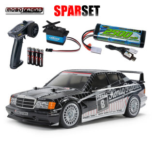 Tamiya 47525 1:10 RC MB 190E Evo.II 91 Pilsner TT-02 lackiert - Elektro Starter Set