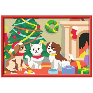 Ravensburger 23192 CreArt, Malen nach Zahlen Kinder - Pfoten-Weihnachten