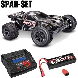 Traxxas 37454-4 Rustler 1:10 2WD Stadium-Truck VX3 brushless schwarz - 2S Spar Set