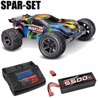 Traxxas 37454-4 Rustler 1:10 2WD Stadium-Truck VX3 brushless gelb - 3S Spar Set