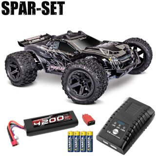 Traxxas 67464-4 Rustler 1:10 4x4 Stadium-Truck RTR VX3 BL schwarz - 2S Spar Set