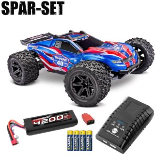Traxxas 67464-4 Rustler 1:10 4x4 Stadium-Truck RTR VX3 BL 40J - 2S Spar Set