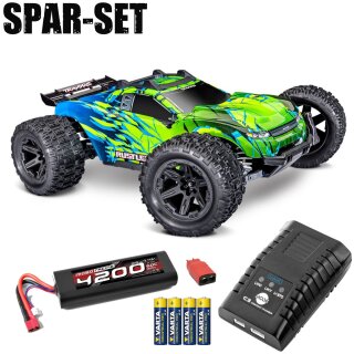Traxxas 67464-4 Rustler 1:10 4x4 Stadium-Truck RTR VX3 BL grün - 2S Spar Set