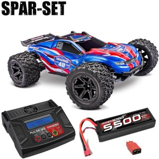 Traxxas 67464-4 Rustler 1:10 4x4 Stadium-Truck RTR VX3 BL 40J - 2S Spar Set