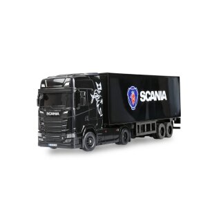 Amewi 22785 Mini-Scania 730 S Kofferauflieger proportional 4WD 1:64 RTR schwarz