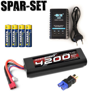 LiPo-Starter-Kit: B3 Pro 20W Kompaktlader + 4200mah 2S 7,4V LiPo EC3 + AA Batterien